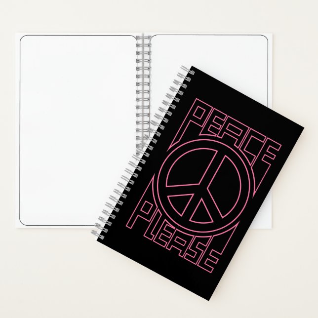 Frieden Bitte Rosa Umrandete Buchstaben Notizbuch (Innen)