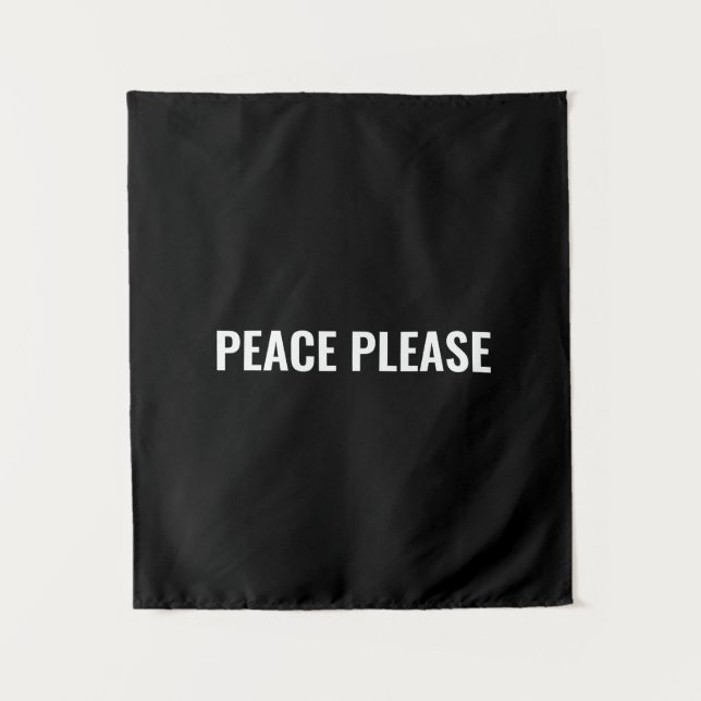 Frieden bitte Schwarz-weißer Protest gegen den Kri Wandteppich (Vorderseite)