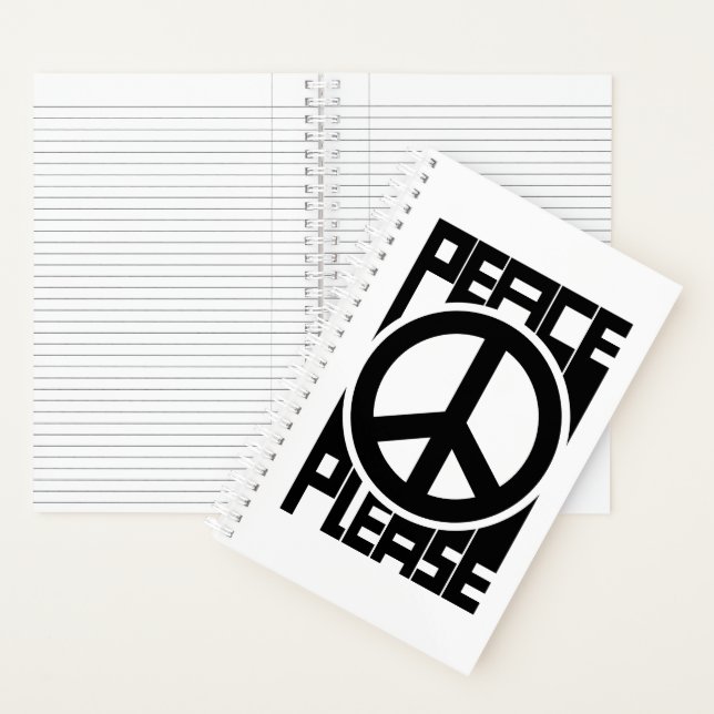 Frieden Bitte Schwarze Schrift Notizbuch (Innen)