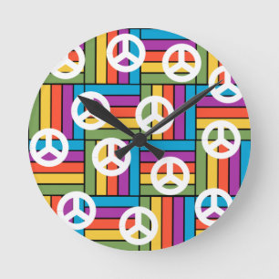 Frieden der 1970er runde wanduhr