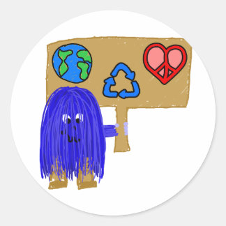 Frieden der blauen Liebe gerecycelt Runder Aufkleber