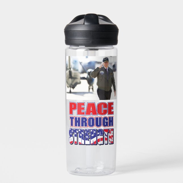 Frieden durch Kraft Trinkflasche (Vorderseite)
