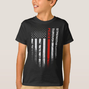 Frieden Durch Stärke Bedruckte Flagge USA  T-Shirt