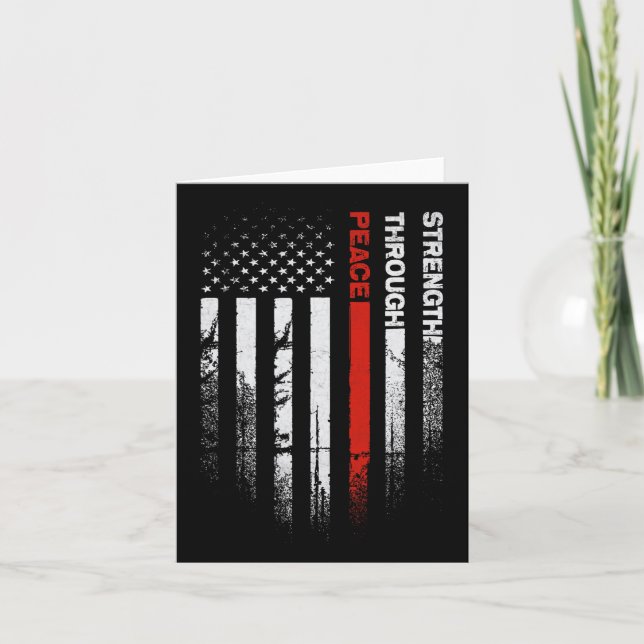 Frieden durch Stärke erschütterte Flagge USA Karte (Vorderseite)