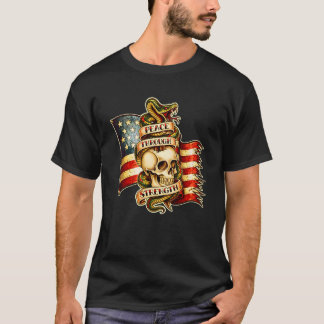 Frieden Durch Stärke Totenkopf Schlange Amerika Fl T-Shirt