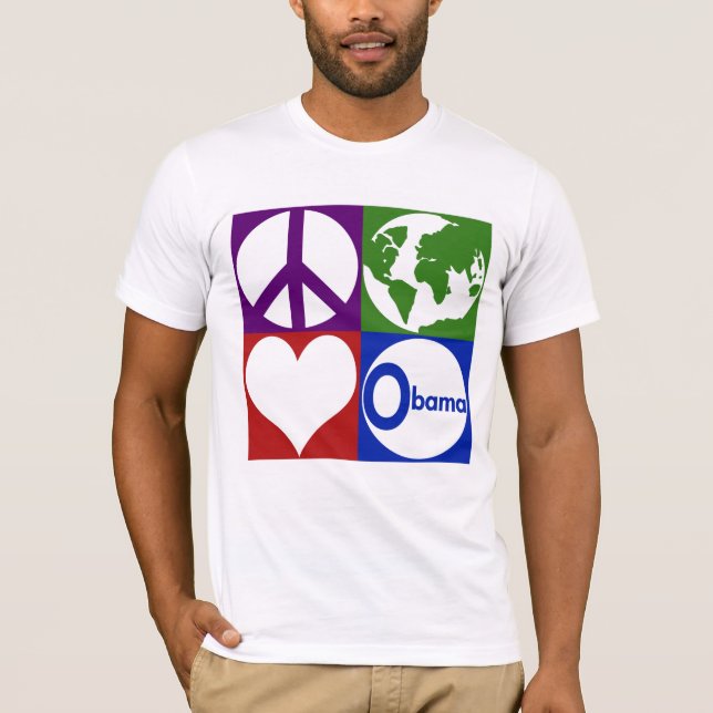 Frieden, Erde, Liebe, Obama-T - Shirt (Vorderseite)