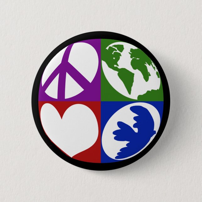 Frieden, Erde, Liebe, Taubenknopf Button (Vorderseite)