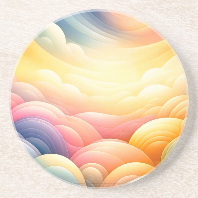 Frieden finden in den Puffy Dreamy Coluds Getränkeuntersetzer (Vorne)