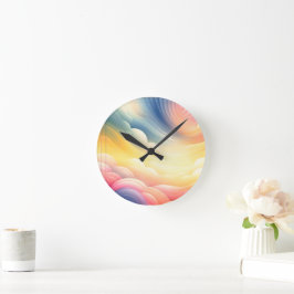 Frieden finden in den Puffy Dreamy Coluds Runde Wanduhr