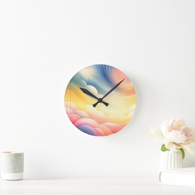 Frieden finden in den Puffy Dreamy Coluds Runde Wanduhr (Zuhause)