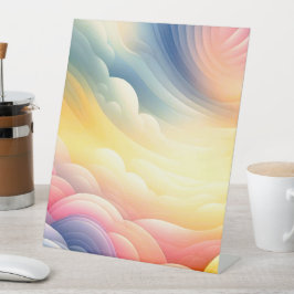 Frieden finden in den Puffy Dreamy Coluds Sockelschild