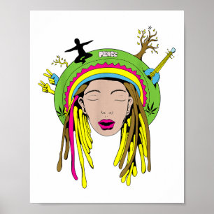 Frieden Frau Reggae Natur Umweltschutz Poster