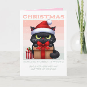 Frieden Freude & Katzenminze Lustiges Katzen Retro Feiertagskarte