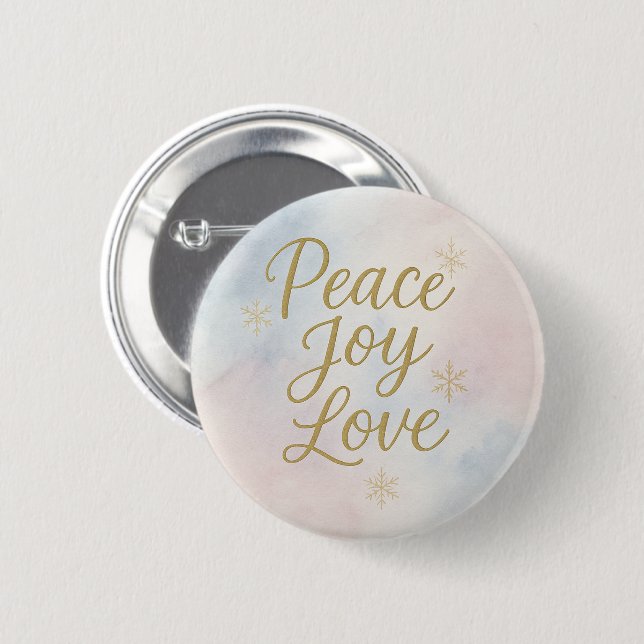 Frieden Freude Liebe Elegantes Weihnachten Button (Vorne & Hinten)