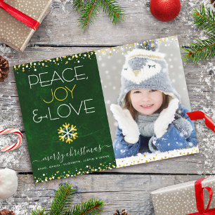 Frieden Freude Liebe Grün Foto Weihnachten Schneef