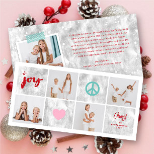 Frieden Freude Liebe Silber Quadrate Stylisch Chic Feiertagskarte