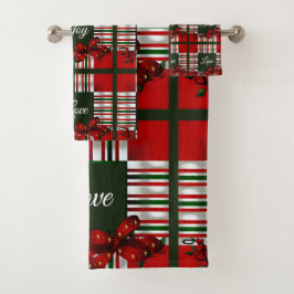 Frieden, Freude, Liebe, Weihnachten Personalisiert Badhandtuch Set