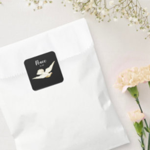 Frieden für alle Weiße Taube Weihnachtsgrüße Vogel Quadratischer Aufkleber