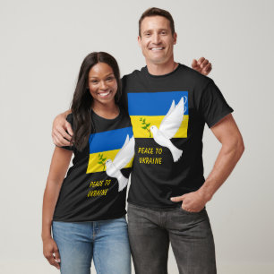 Frieden für die Ukraine Flaggenflagge Weißes Taube T-Shirt
