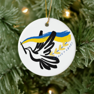 Frieden für die Ukraine Keramik Ornament