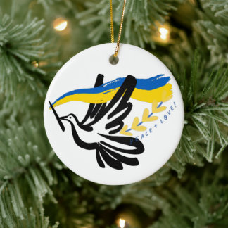 Frieden für die Ukraine Keramik Ornament