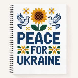 Frieden für die Ukraine Pixel Folkart Notizbuch