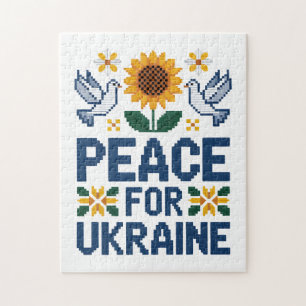 Frieden für die Ukraine Pixel Folkart Puzzle