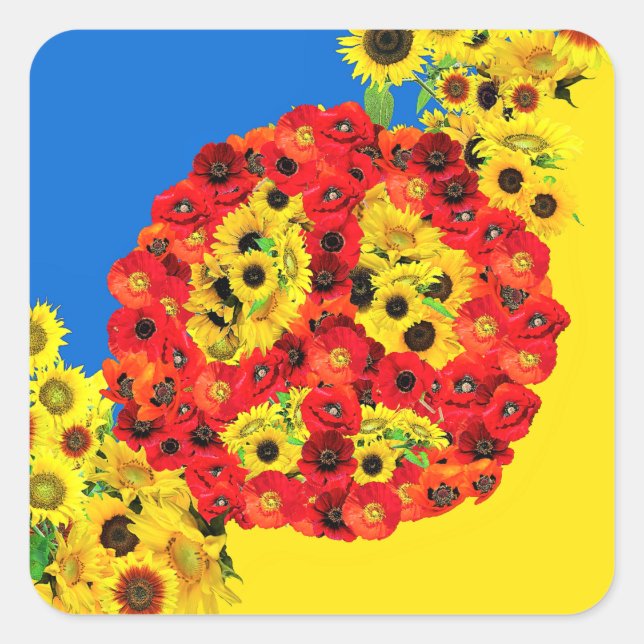 FRIEDEN FÜR DIE UKRAINE! QUADRATISCHER AUFKLEBER (Vorderseite)