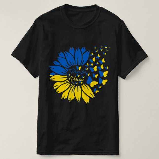 Frieden für die Ukraine Sonnenblume Ukrainischer S T-Shirt (Design vorne)