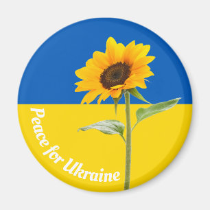 Frieden für die Ukraine Sonnenblumen-Flagge Gelb & Magnet