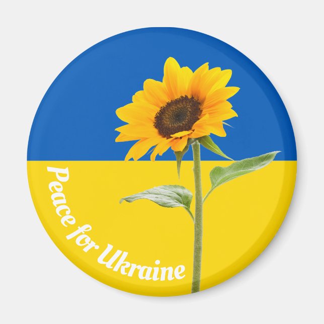 Frieden für die Ukraine Sonnenblumen-Flagge Gelb & Magnet (Vorne)