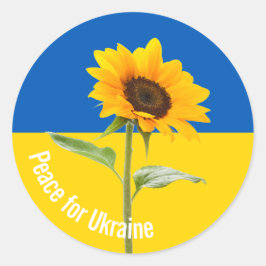 Frieden für die Ukraine Sonnenblumen-Flagge Gelb & Runder Aufkleber