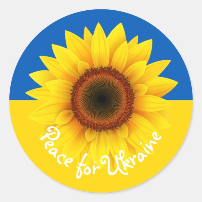 Frieden für die Ukraine Sonnenblumen-Flagge Gelb & Runder Aufkleber (Vorderseite)