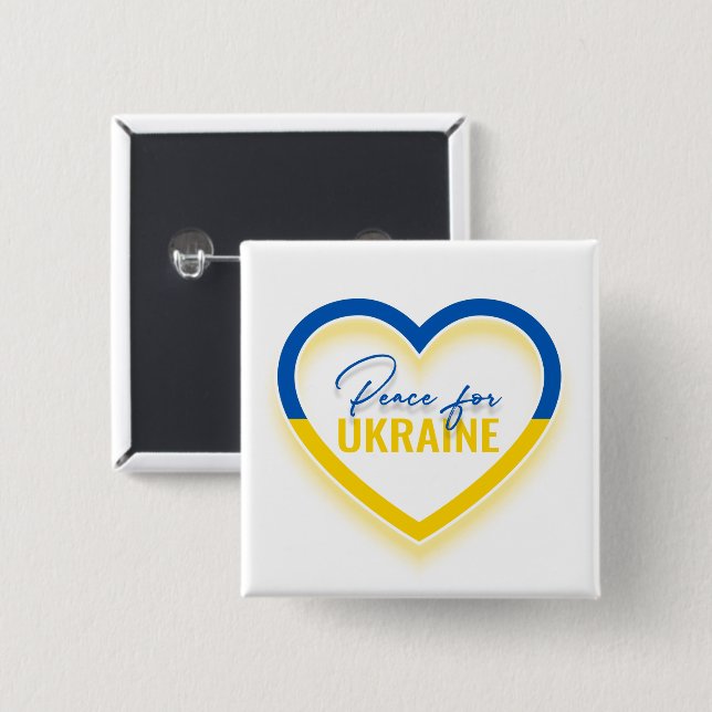 Frieden für die Ukraine Square Button (Vorne & Hinten)