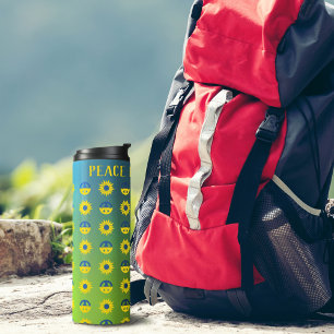 Frieden für die Ukraine - Symbol des Friedens und Thermosbecher