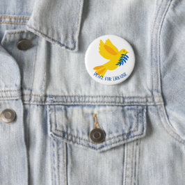 Frieden für die Ukraine Taubenblauer und Gelbe Fla Button