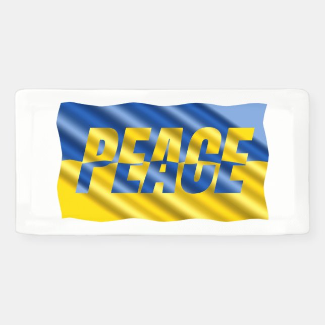 FRIEDEN für die Ukraine über ukrainische Flagge Ke Banner (Horizontal)