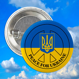 Frieden für die Ukraine, ukrainische Flagge, Emble Button