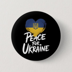 Frieden Für Die Ukraine Ukrainische Flagge Herz Sy Button
