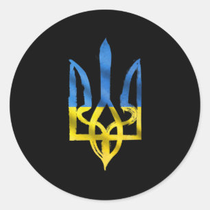 Frieden für die Ukraine Ukrainischer Vintage-Dreiz Runder Aufkleber
