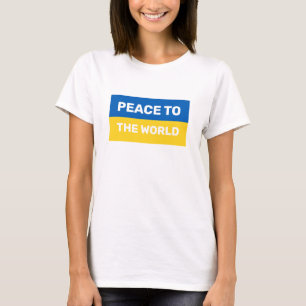 Frieden für die Welt Text in den Farben der Ukrain T-Shirt