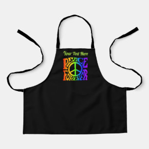 Frieden für immer Vintage Retro Regenbogen Custom Schürze