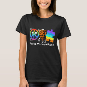 Frieden Herz Liebe und Pop Es Puzzle sensorisches  T-Shirt