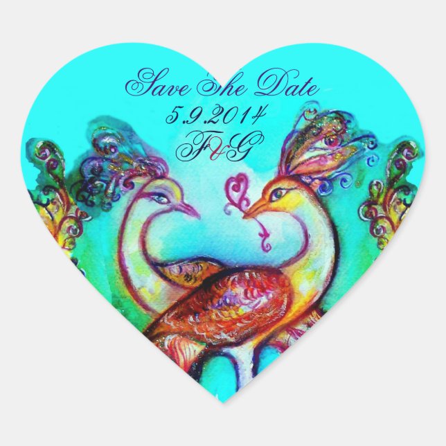 FRIEDEN IM HERZMONOGRAMM DER LIEBE Save the Date Herz-Aufkleber (Vorderseite)