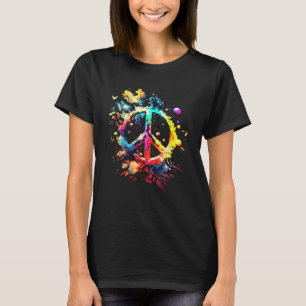 Frieden im Universum farbenfrohe Friedenszeichen m T-Shirt