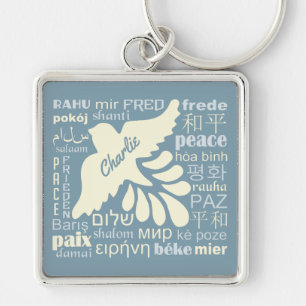 FRIEDEN in den Sprachen individuelle Name & Farbe  Schlüsselanhänger