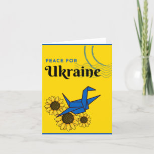 Frieden in der Ukraine - Kran und Sonnenblumen Gel Karte