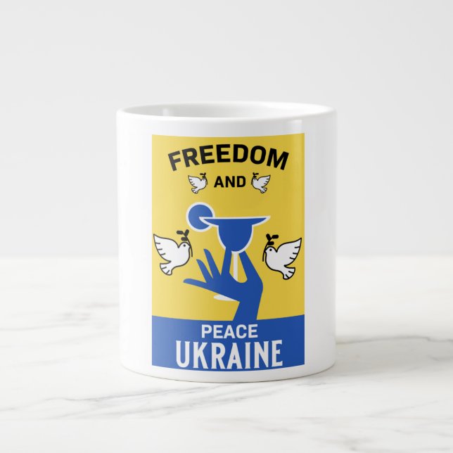 Frieden in der Ukraine - Liebe und Unterstützung Jumbo-Tasse (Vorderseite)