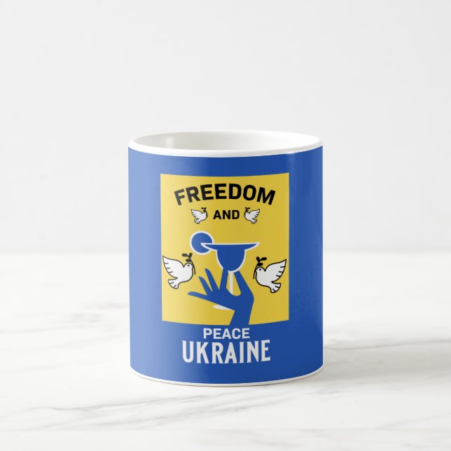 Frieden in der Ukraine - Liebe und Unterstützung Kaffeetasse (Mittel)