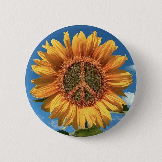 Frieden in der Ukraine Sonnenblumenknopf Button (Vorderseite)